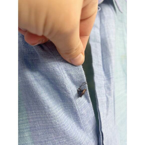 Neeru Kumar Short Sleeve Button Up Shirt Green Blue Colorblock Men’s XL? - Picture 4 of 7